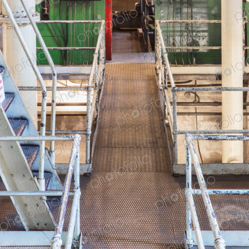Catwalk in industrial steam plant factory