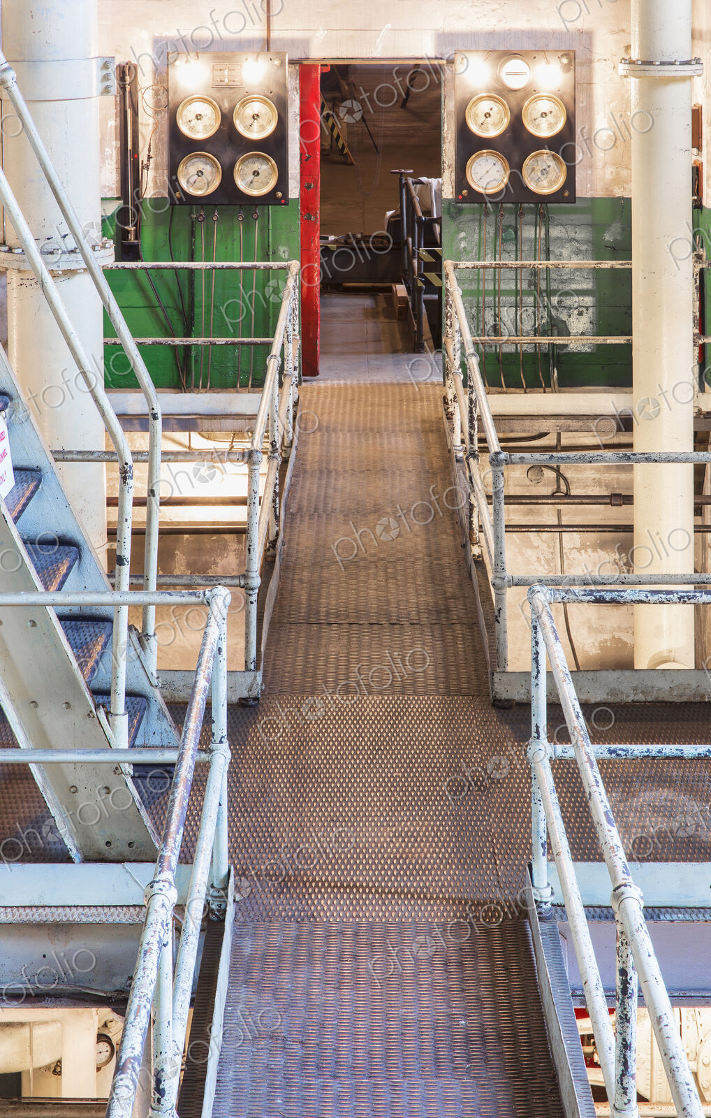 Catwalk in industrial steam plant factory