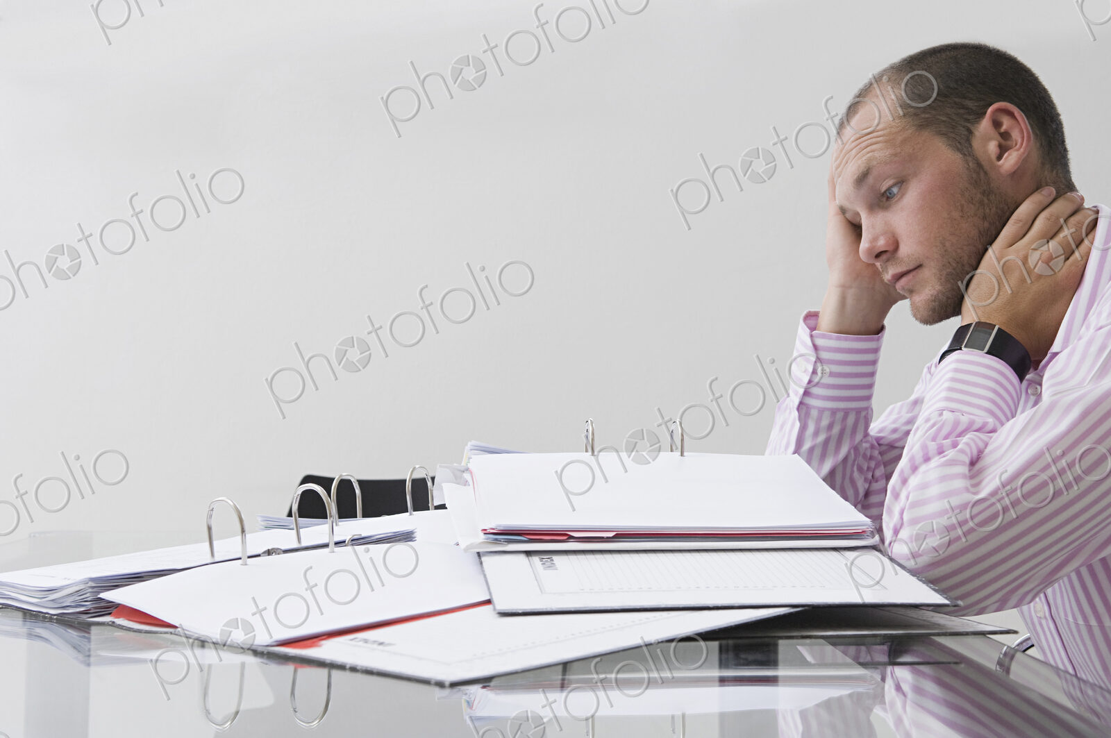 Caucasian businessman working in office