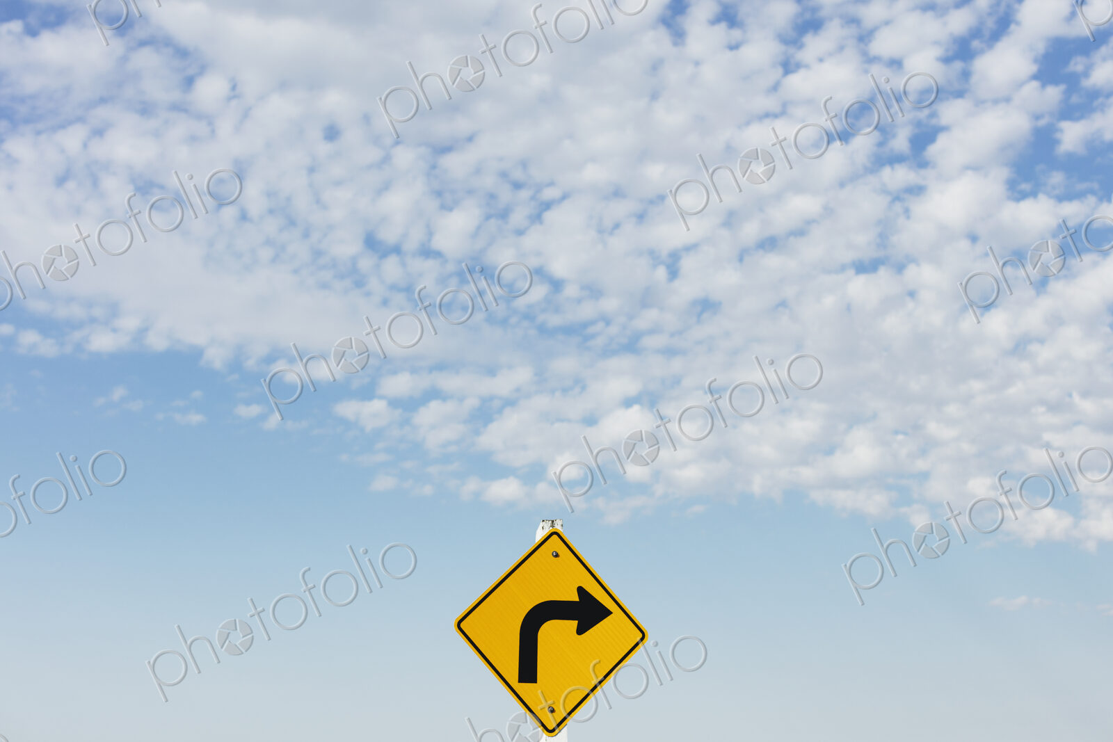 Caution turn ahead sign, near Scotsguard, Saskatchewan, Canada.
