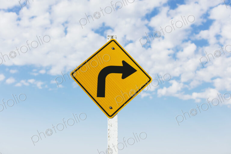 Caution turn ahead sign, near Scotsguard, Saskatchewan, Canada.