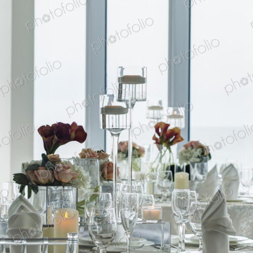 Center piece on table in ball room
