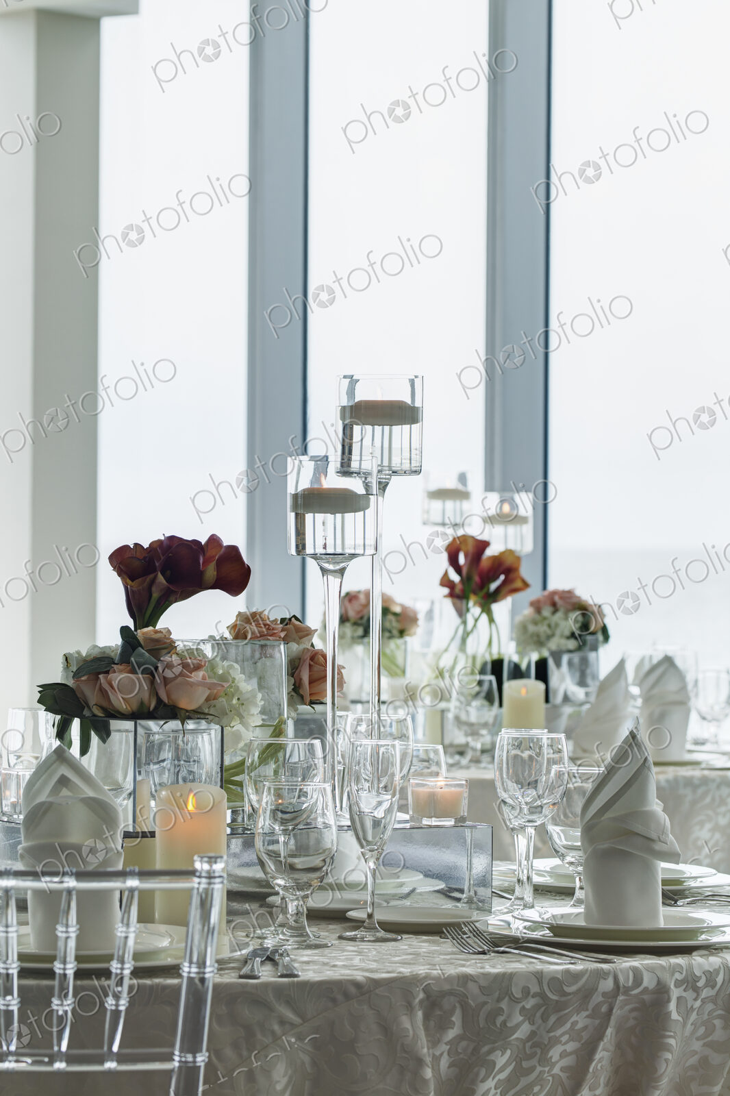 Center piece on table in ball room