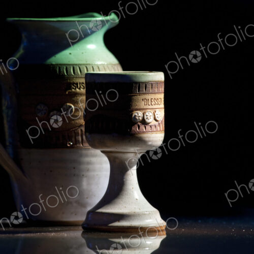 Ceramic Pitcher And Goblet