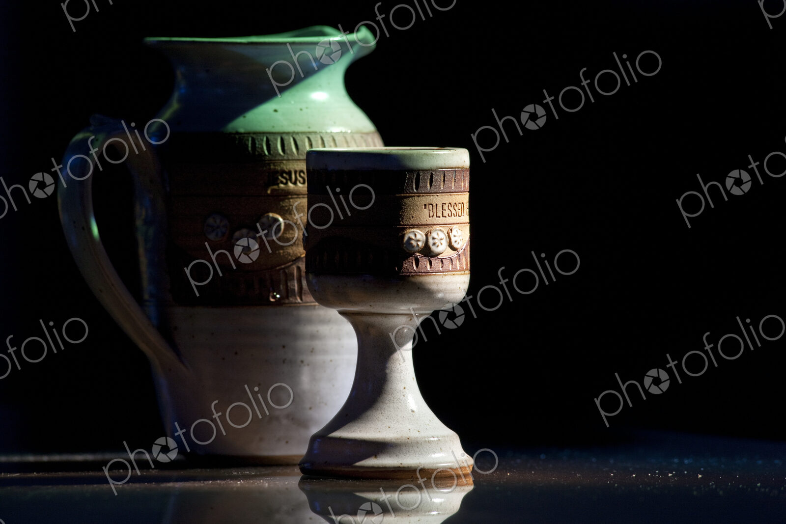 Ceramic Pitcher And Goblet