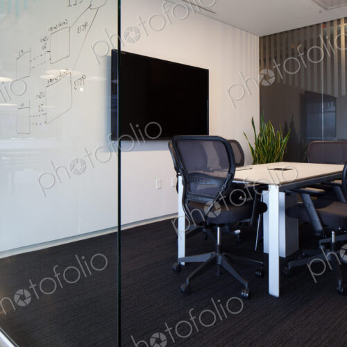 Chairs and desk in office conference room