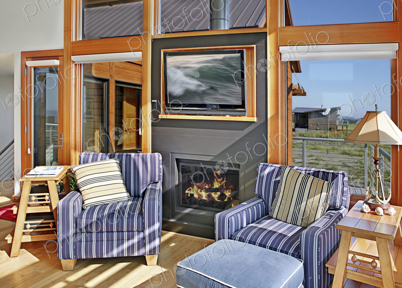 Chairs and fireplace in living room