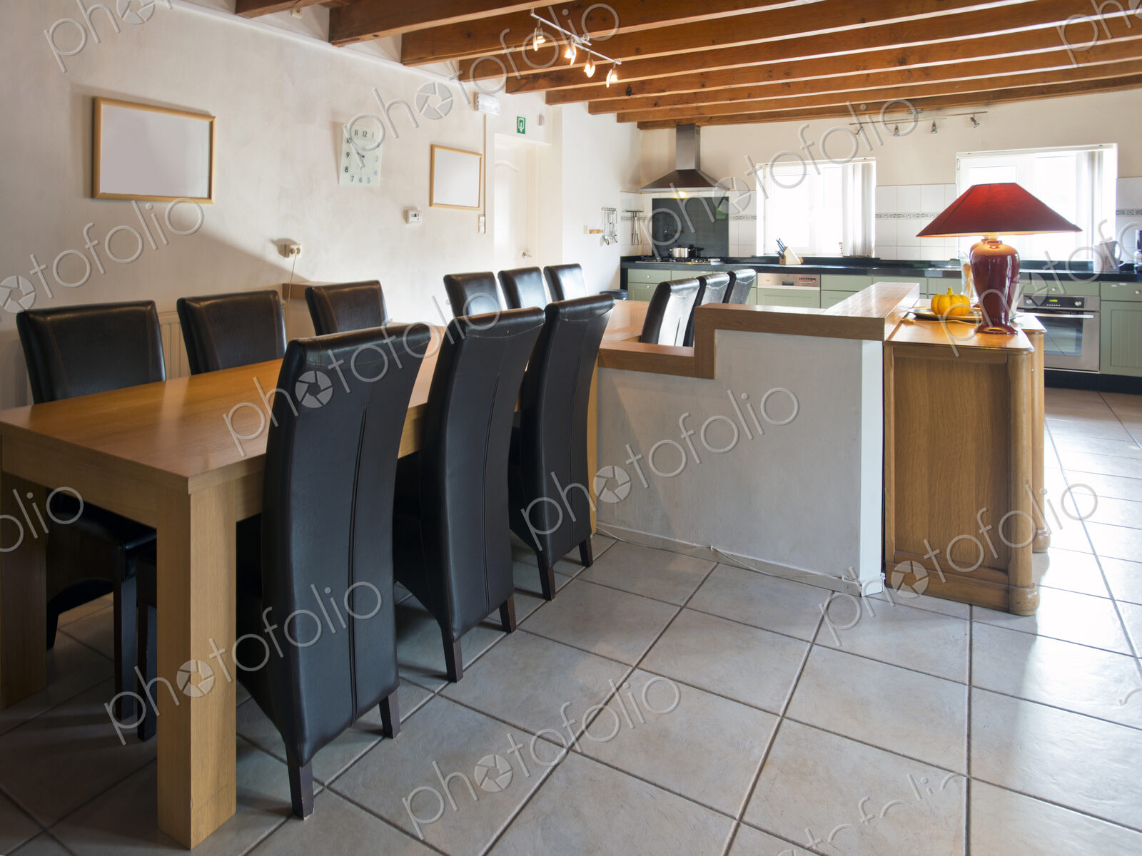 Chairs at empty kitchen table