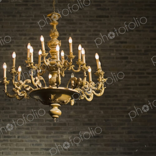 Chandelier and Brick Wall Chandelier and Brick Wall