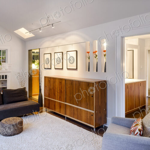Chest, armchair and sofas in modern living room Chest, armchair and sofas in modern living room