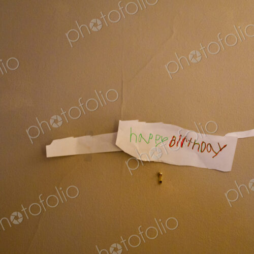 Child drawn happy birthday sign on wall Child drawn happy birthday sign on wall