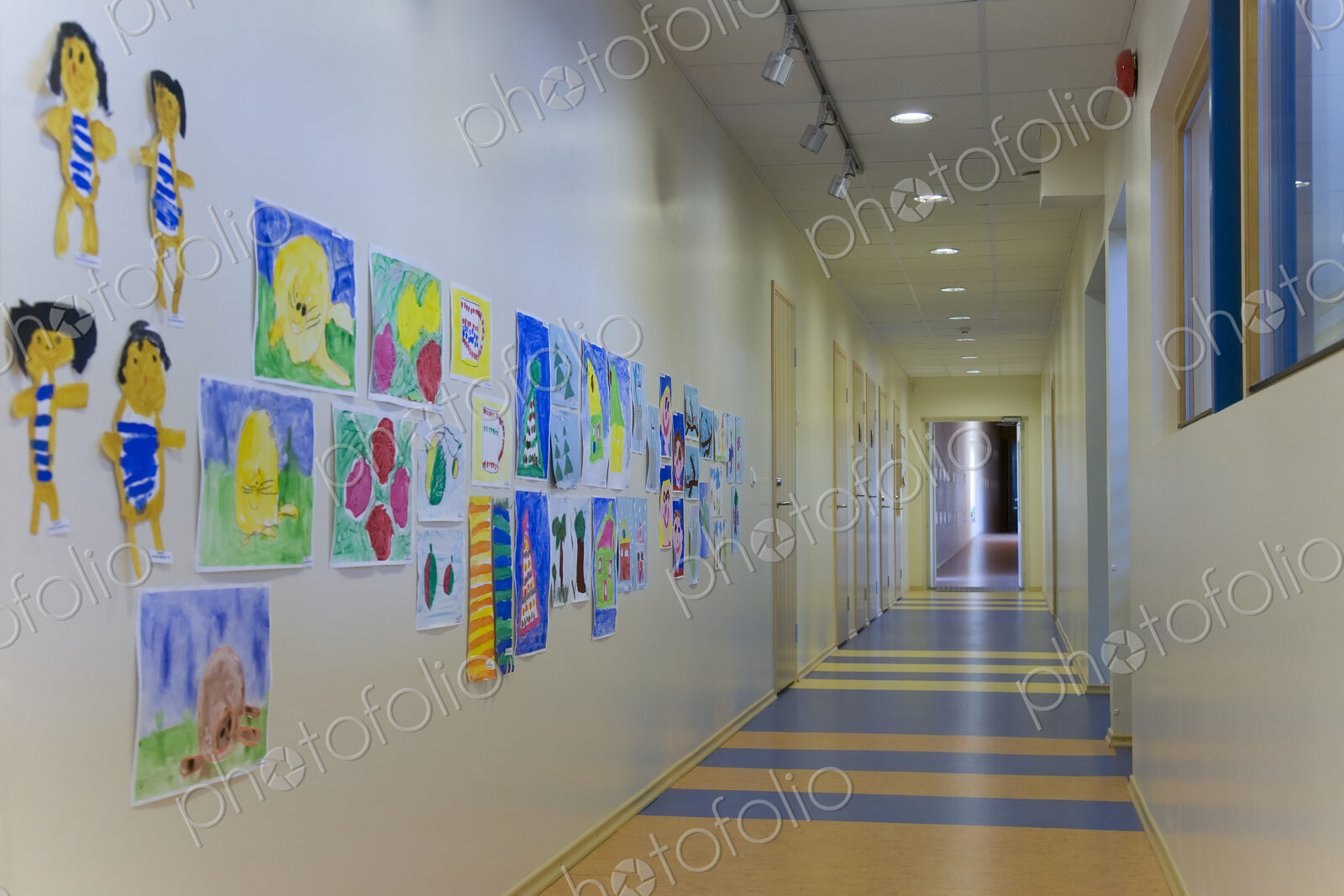 Children’s Art Projects on a school corridor wall