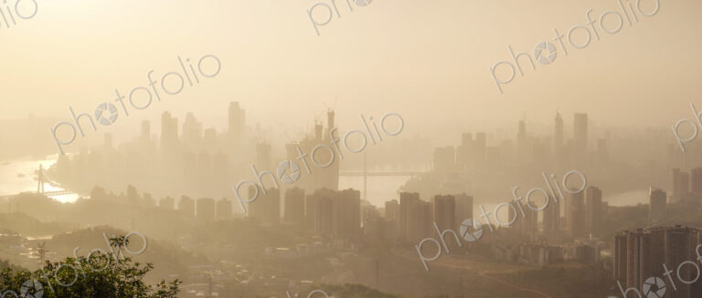 Chongqing in mist or pollution smog.