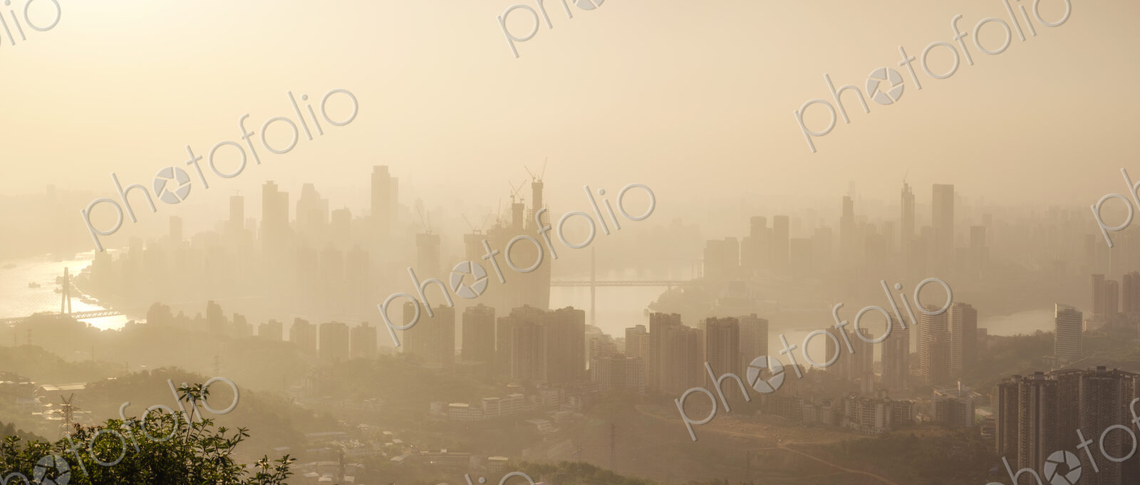 Chongqing in mist or pollution smog.