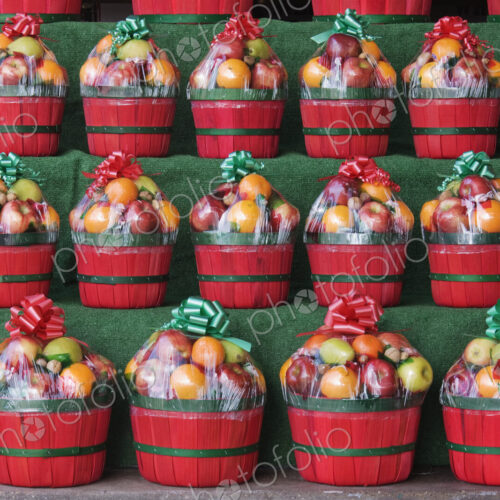 Christmas Fruit Baskets on Shelves Christmas Fruit Baskets on Shelves
