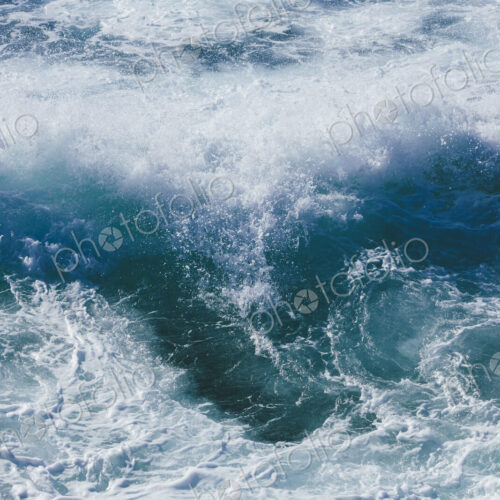 Churning ocean water and waves, high angle view