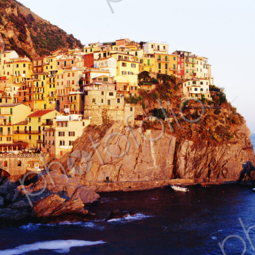 Cinque Terra town of Manarola at Sunset