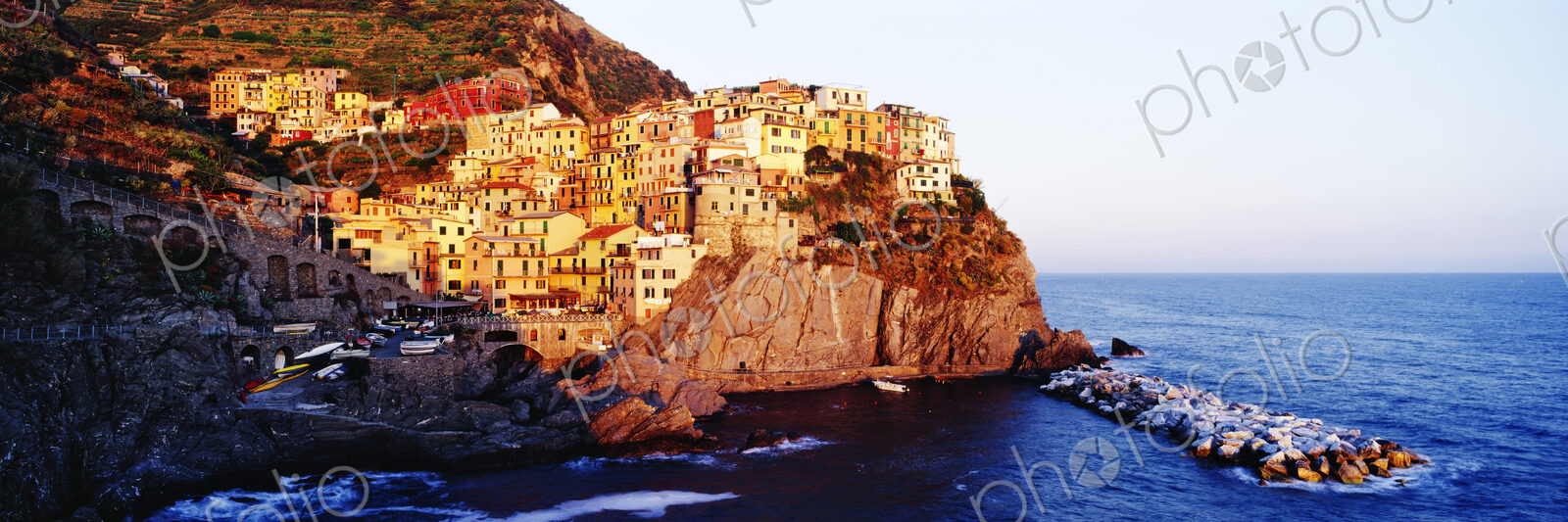 Cinque Terra town of Manarola at Sunset