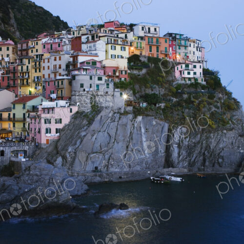 Cinque Terre Town of Manarola at Dusk