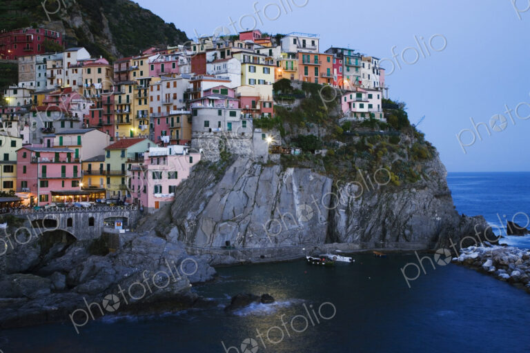 Cinque Terre Town of Manarola at Dusk