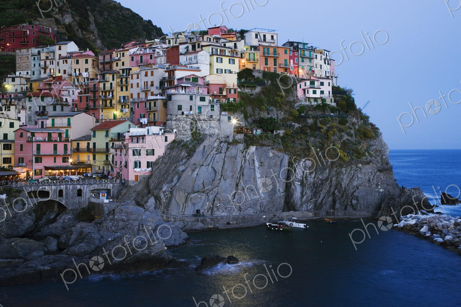 Cinque Terre Town of Manarola at Dusk