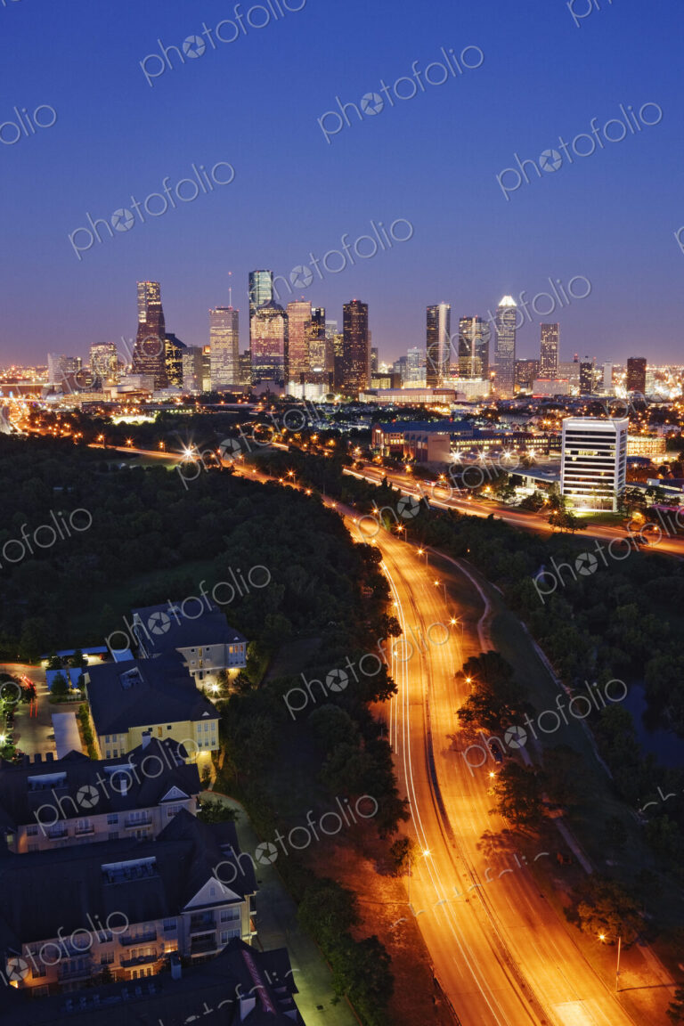 City Lights of Downtown Houston at Dusk