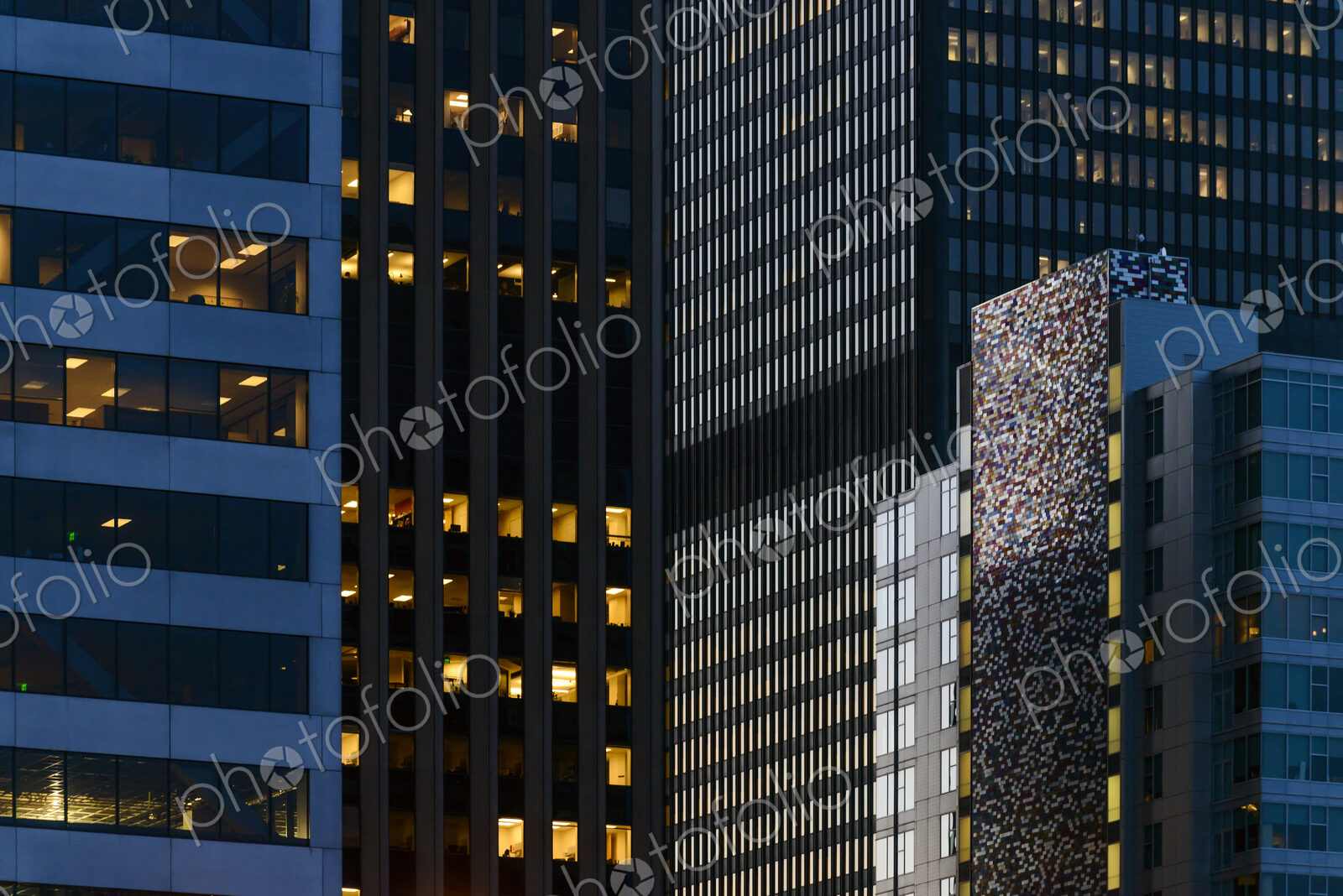 City highrises at night