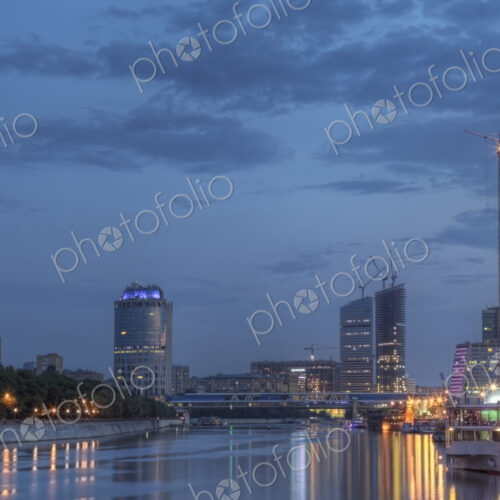 City skyline illuminated at night, Moscow, Russia City skyline illuminated at night, Moscow, Russia