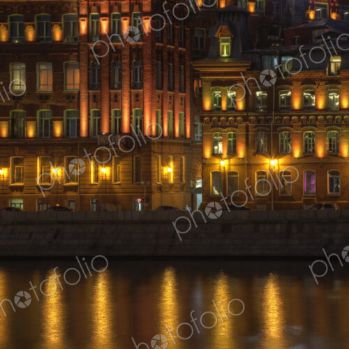 City skyline illuminated at night, Moscow, Russia City skyline illuminated at night, Moscow, Russia