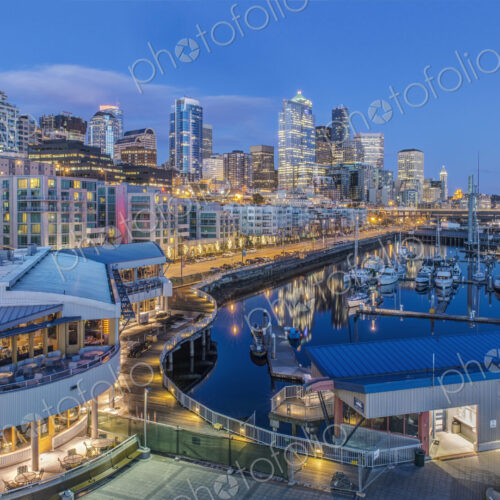 City skyline lit up at night, Seattle, Washington, United States City skyline lit up at night, Seattle, Washington, United States