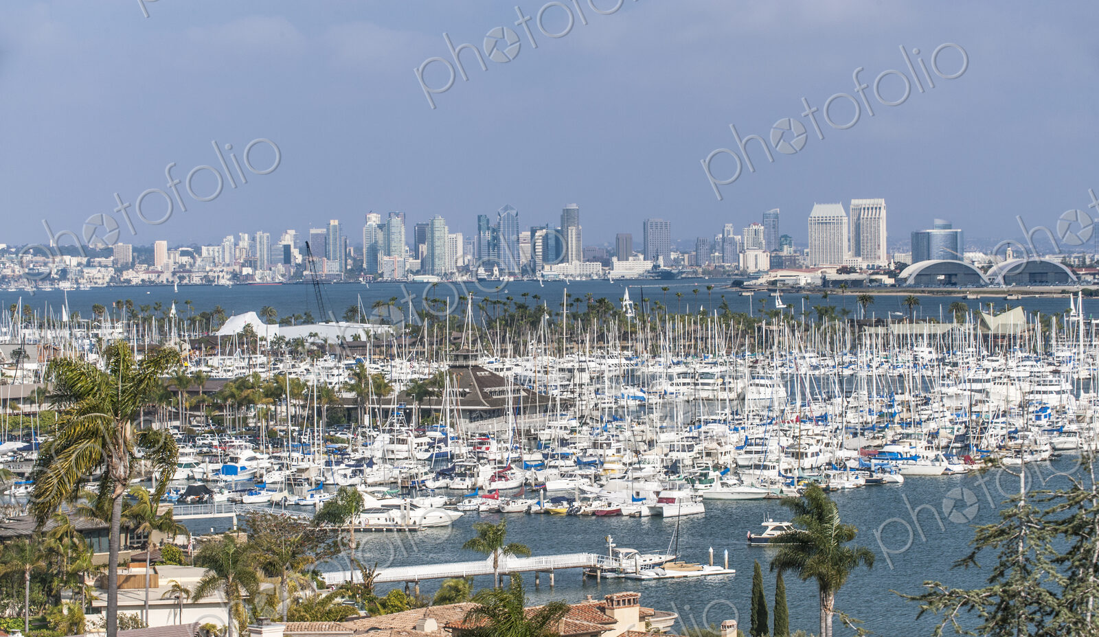City skyline overlooking harbor, San Diego, California, United States
