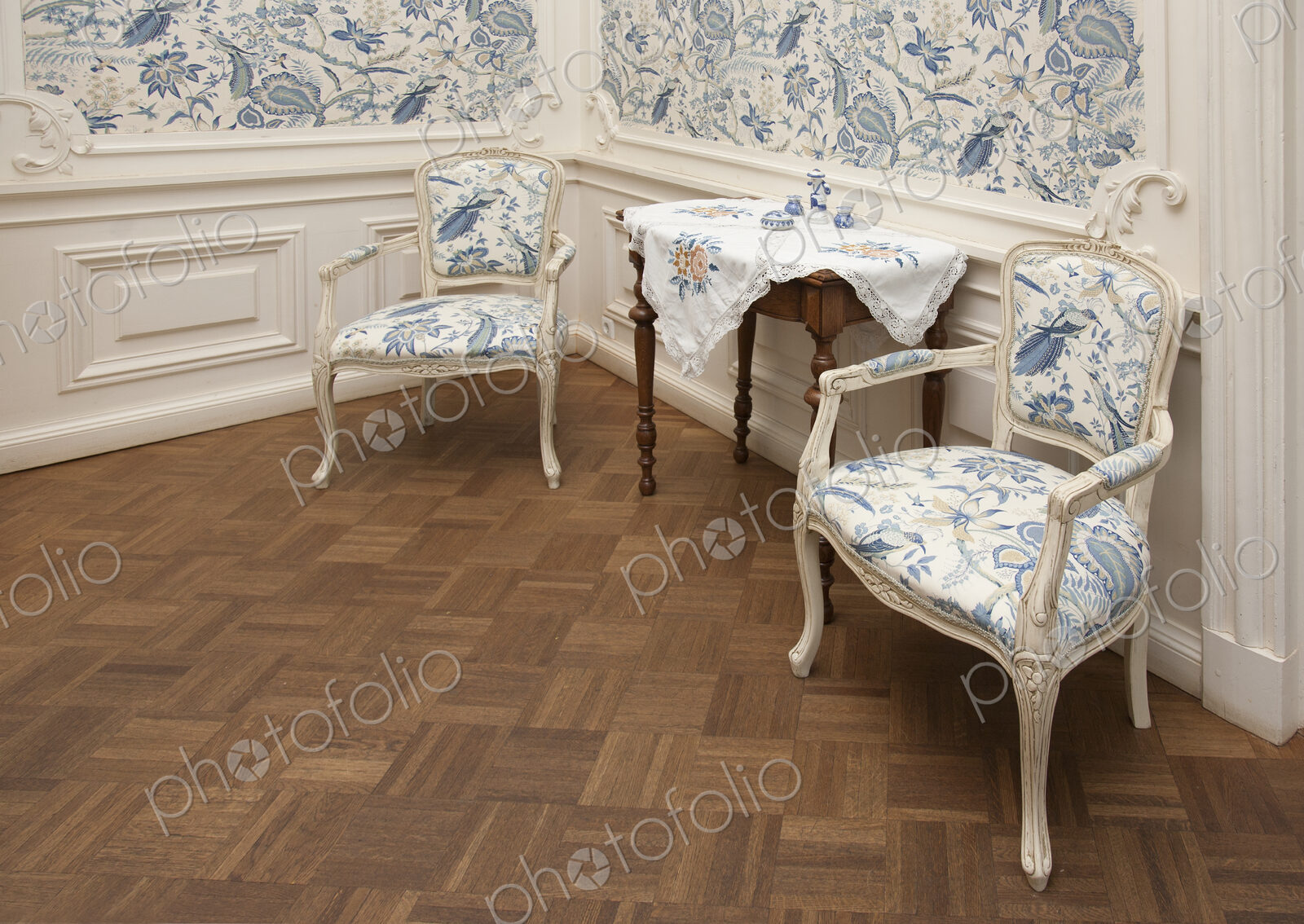 Classic Armchairs and a Side Table
