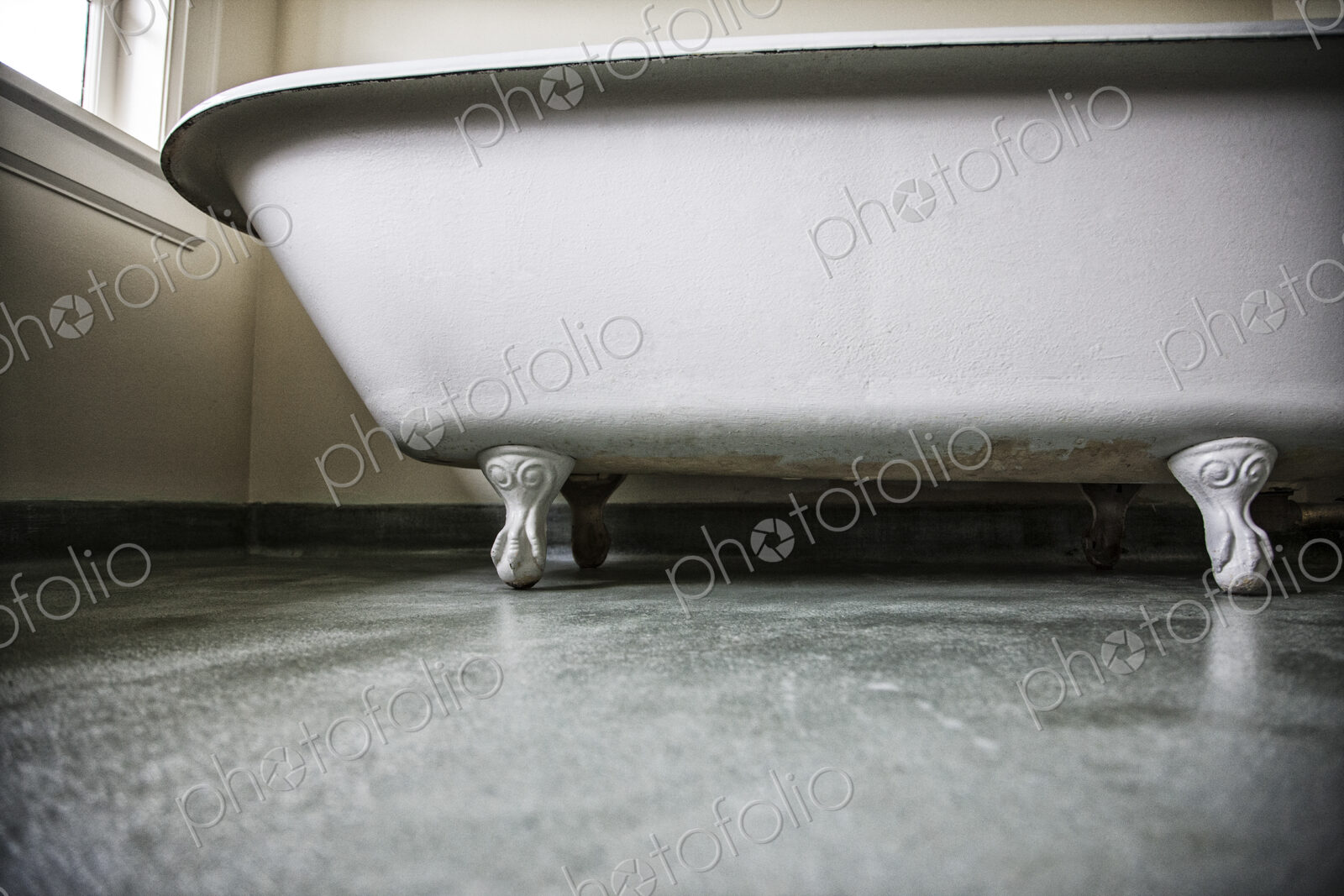 Claw foot bath tub in a remodeled home.