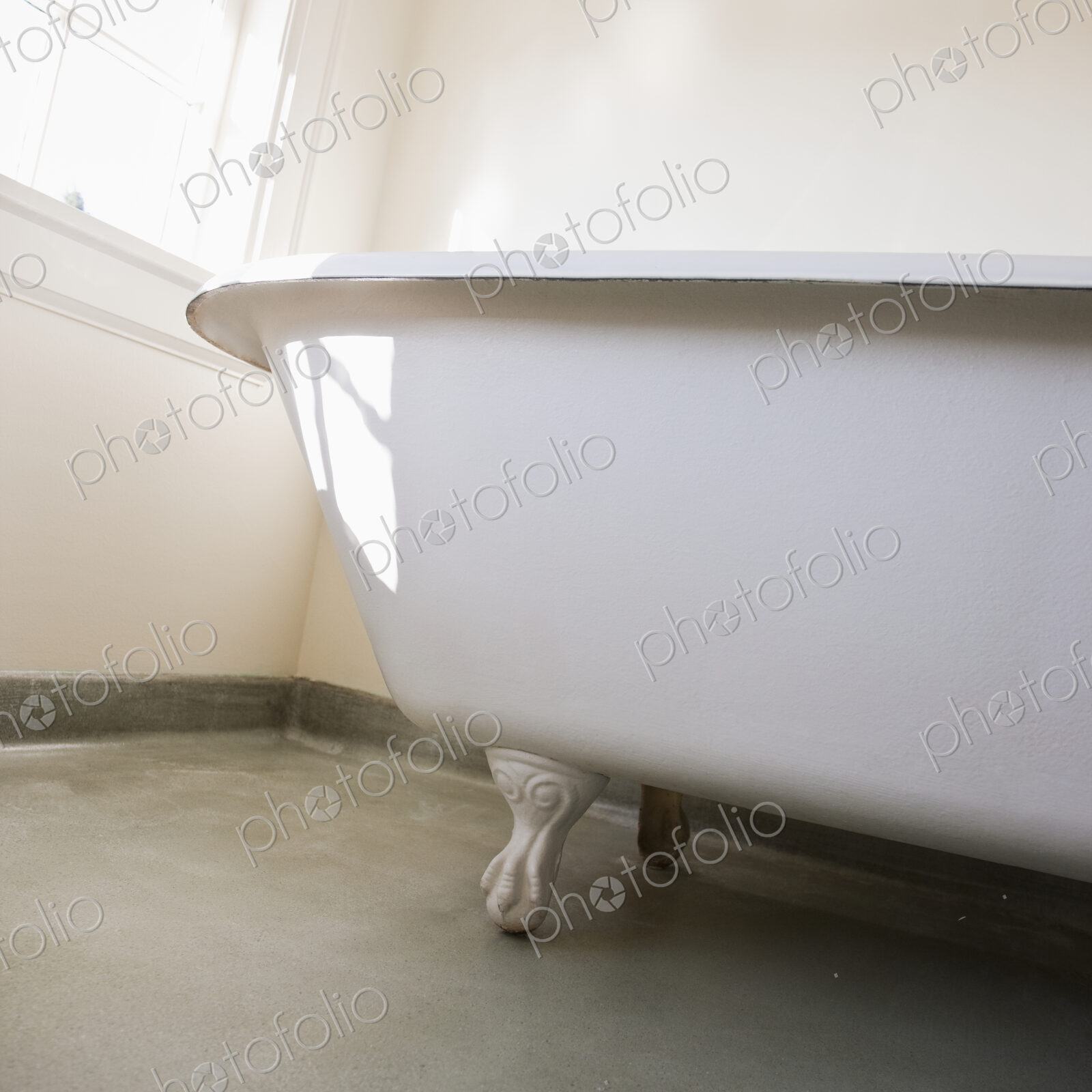 Claw foot bathtub in domestic bathroom.