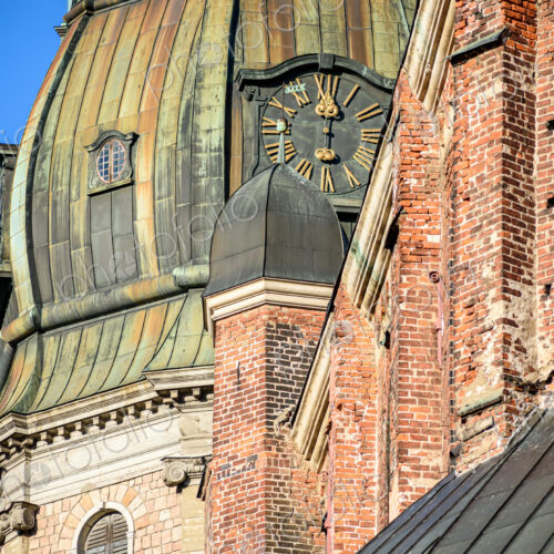 Clock tower of St. Peter Church, Old town, Riga, Latvia. Clock tower of St. Peter Church, Old town, Riga, Latvia.