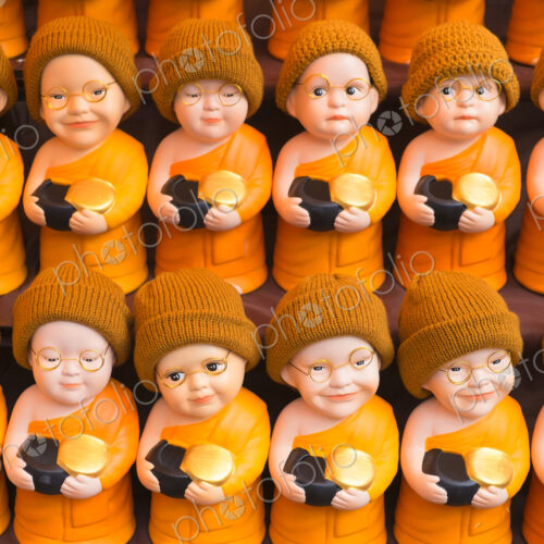 Close up of Buddhist monk dolls Close up of Buddhist monk dolls