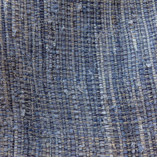 Close up of a blue and brown sewn recycled rag rug. Close up of a blue and brown sewn recycled rag rug.