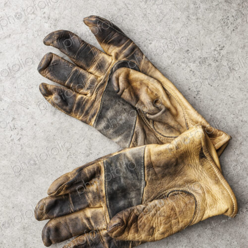 Close-up of a pair of used work gloves in a shop Close-up of a pair of used work gloves in a shop