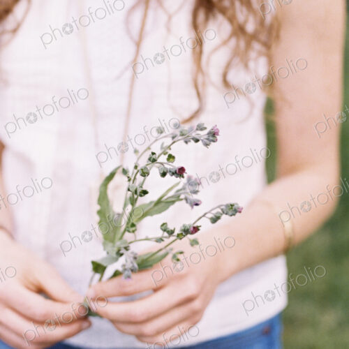 Close up of a woman holding a wild flower. Close up of a woman holding a wild flower.