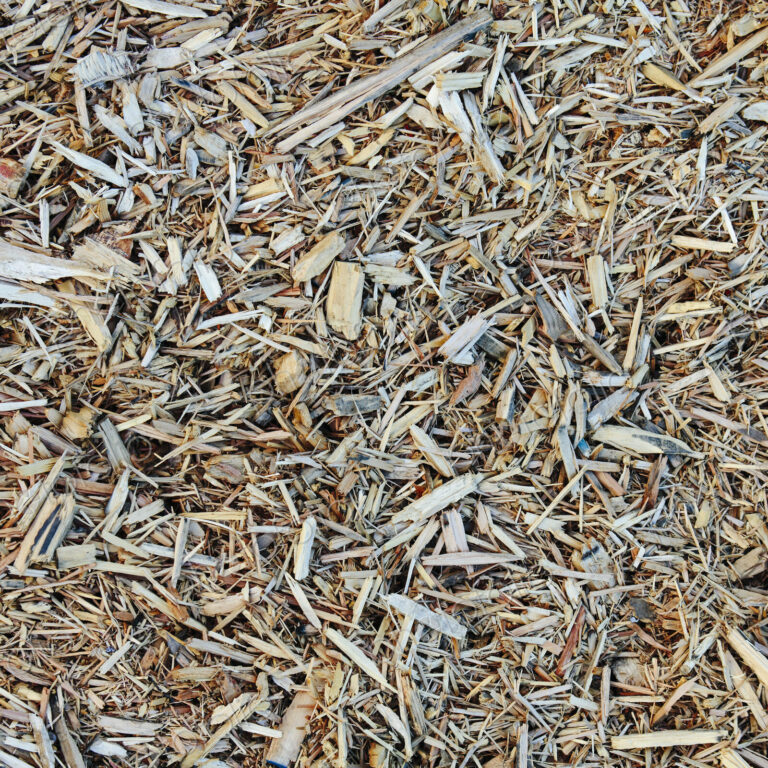 Close up of bark wood chips used for landscaping, near Quincy