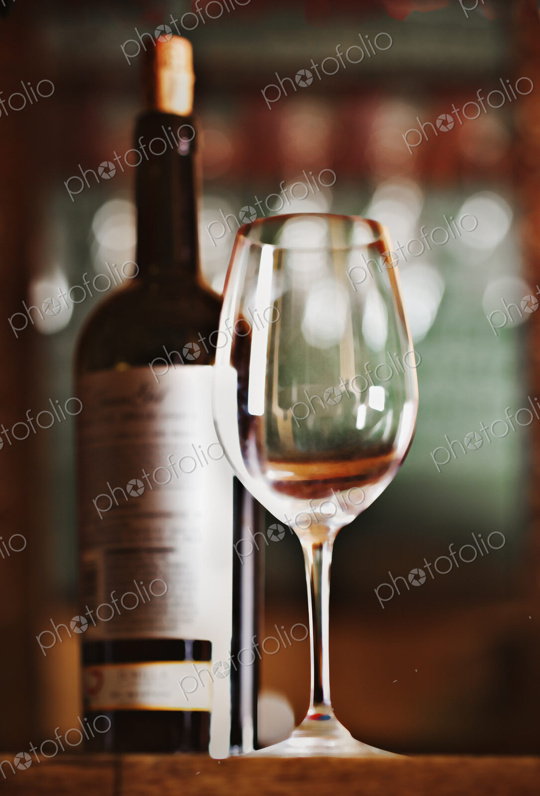 Close up of bottle of wine and glass