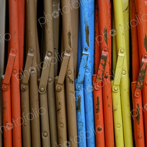 Close-up of colourful stacked chairs. Close-up of colourful stacked chairs.