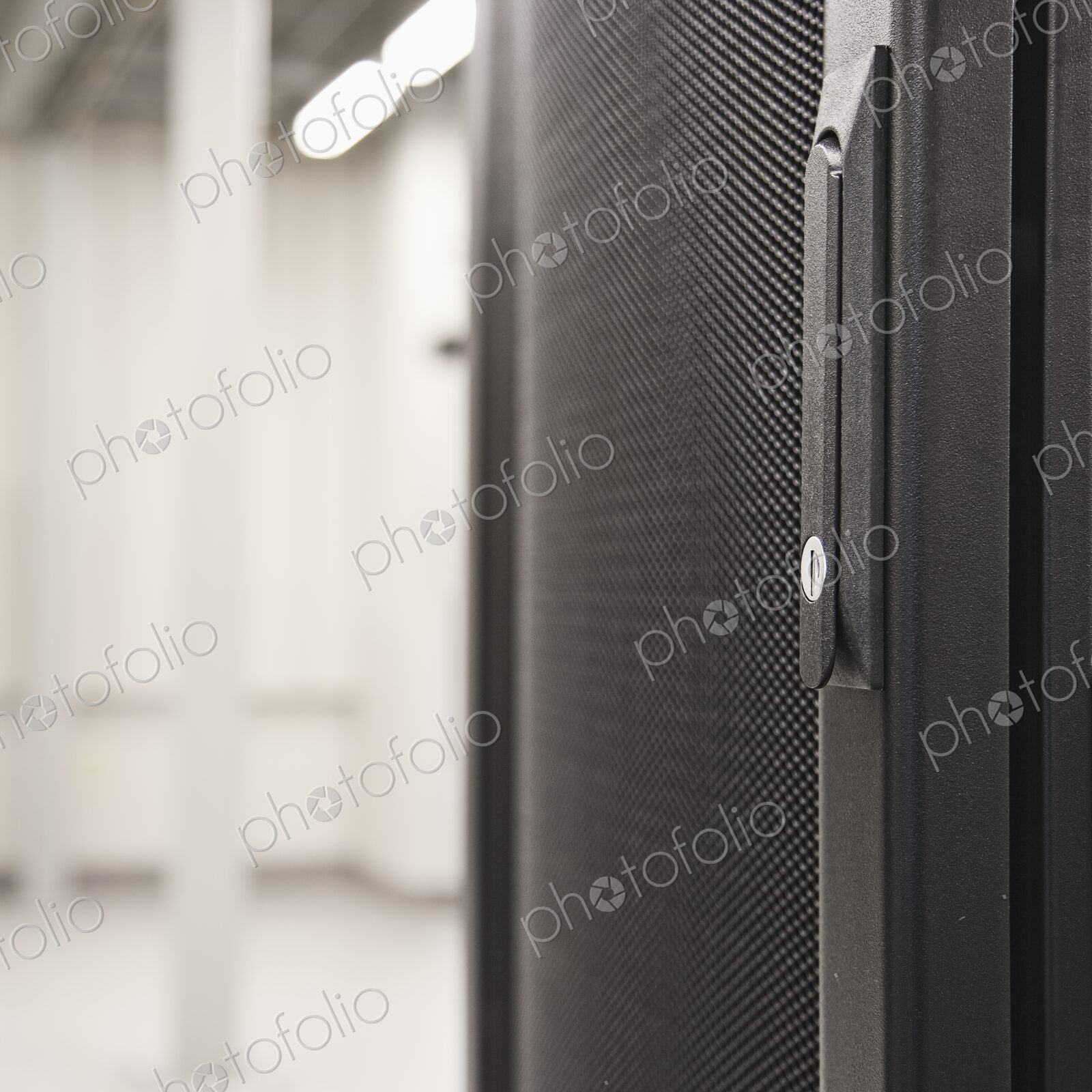 Close-up of computer server cabinet.