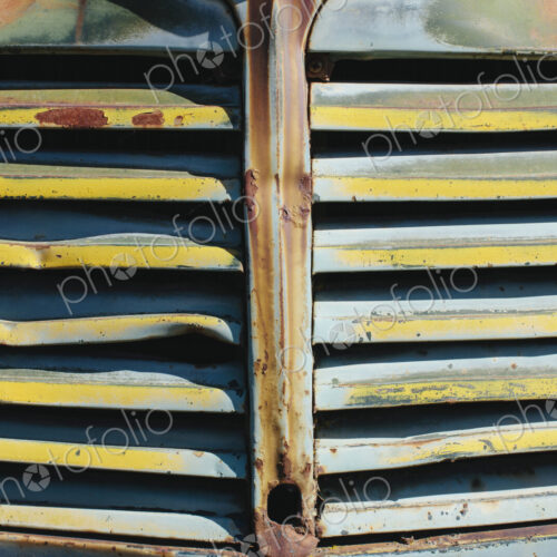 Close up of front grille from abandoned antique truck Close up of front grille from abandoned antique truck