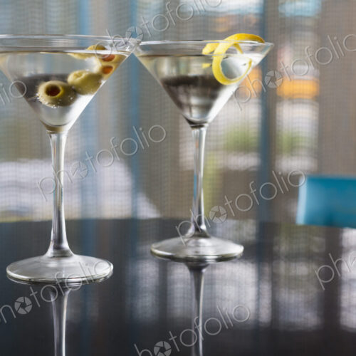 Close up of garnished martinis Close up of garnished martinis