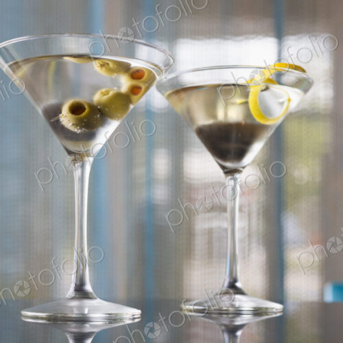 Close up of garnished martinis Close up of garnished martinis