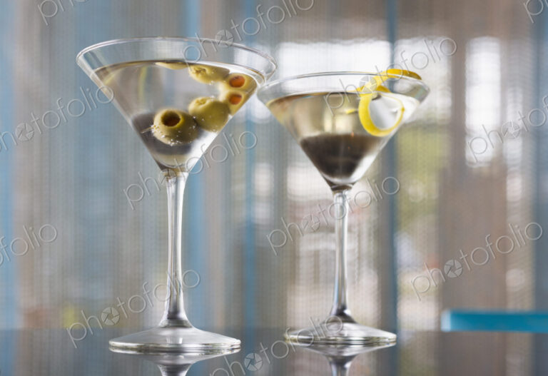 Close up of garnished martinis
