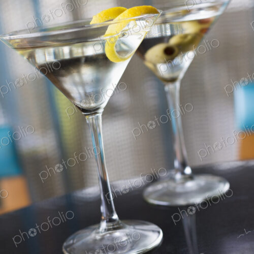 Close up of garnished martinis