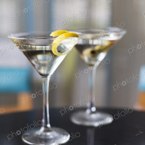 Close up of garnished martinis