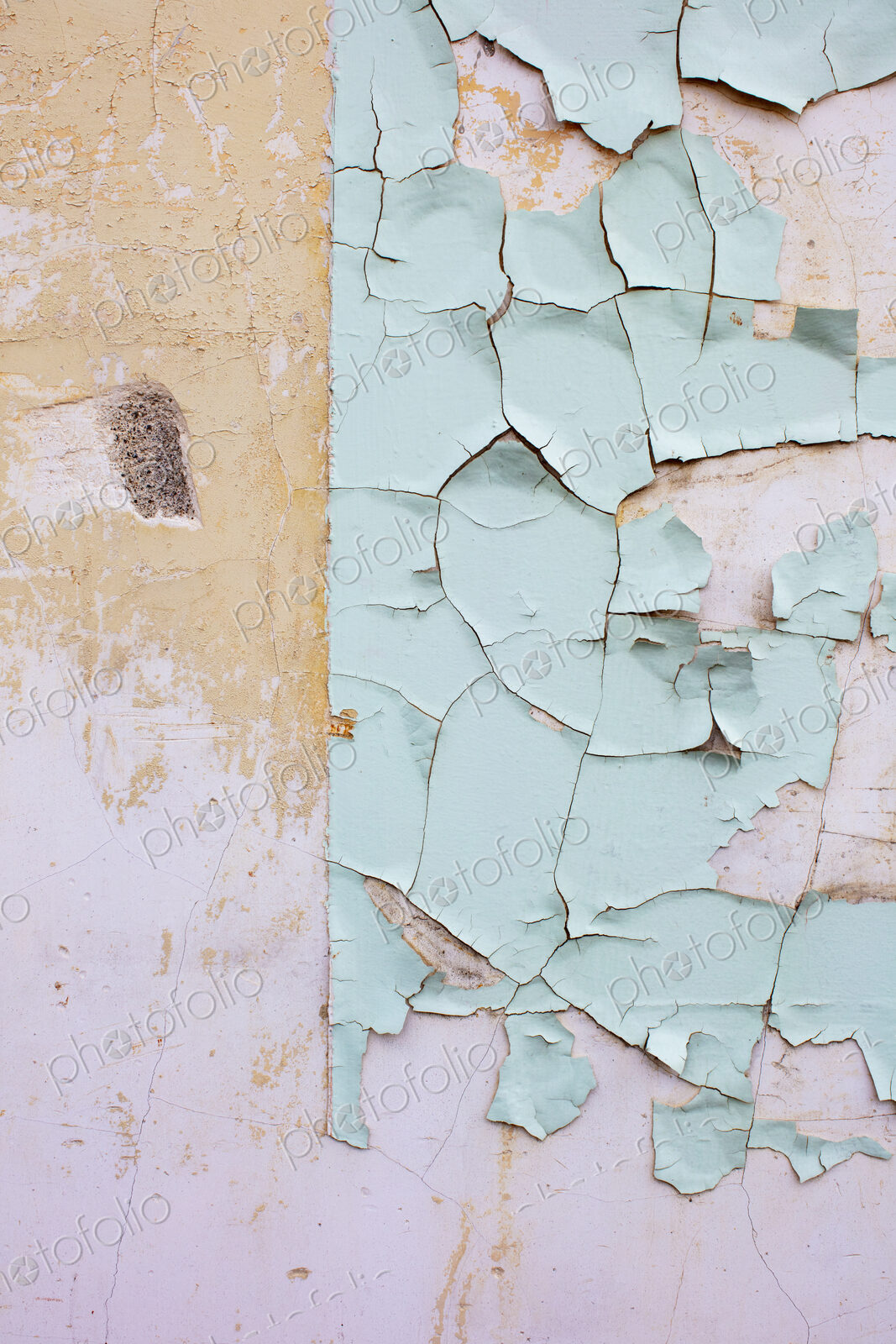 Close up of peeling paint on wall